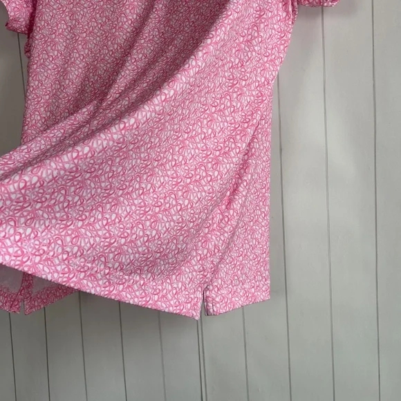 Rhoback women size L short sleeve polo shirt pink ribbon preppy golf tennis - Picture 4 of 12